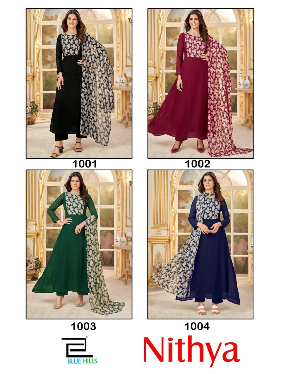 Blue Hills Nithya Printed Anarkali Kurti With Bottom Dupatta Wholesale Clothing Distributors In India
